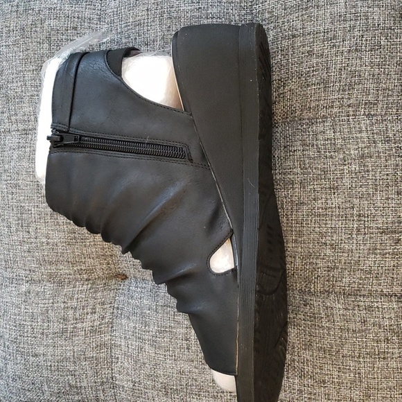 Syktkmx Black Open Toe Slouchy Backless Side Zipper Sandal Boots in Black SZ 9 - Picture 4 of 14